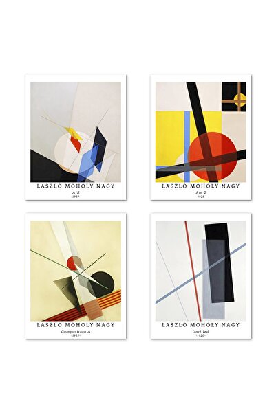 OEM Imprimeu artistic neînrămat, set de 4 tablouri abstracte geometrice, Dime...