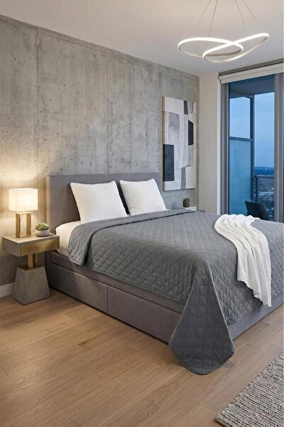 Çeyiz Diyarı Trend Kırlent-Free Double Pique Blanket 200X220 cm Gray