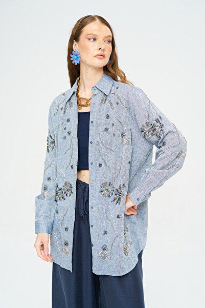 Orfeo Negro Women's Intensely Beaded Oversize Shirt