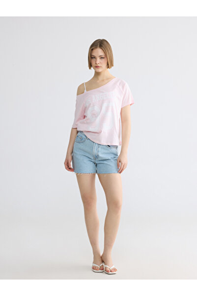 LC Waikiki High Waisted Rhinestone Embellished Women's Denim Shorts
