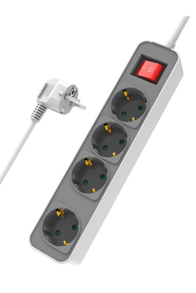POWERTECH πολύπριζο ασφαλείας PT-1056, 4x schuko, 16A, 1.4m, λευκό