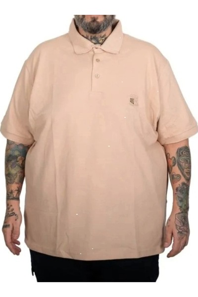 cusseli Battal Size Men's Tshirt Polo Collar Pocket Classic Pique C20552 Beige