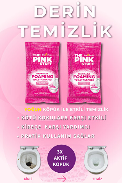 ThePinkStuff Mucizevi Köpüren Tuvalet Temizleyici Köpük 2x100gr– Kendiliğinden Aktif Pembe Köpük-Kolay & Derin Temizlik