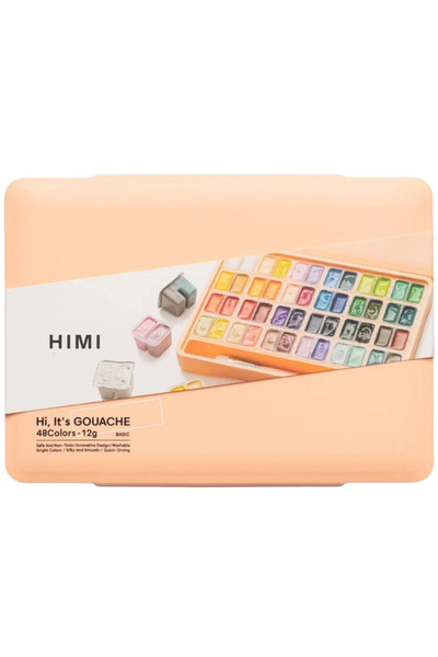 HIMI Tablet Guaj Boya Seti Twin Cup Gouache Set 48'li (Peach Fuzz Case Edition)