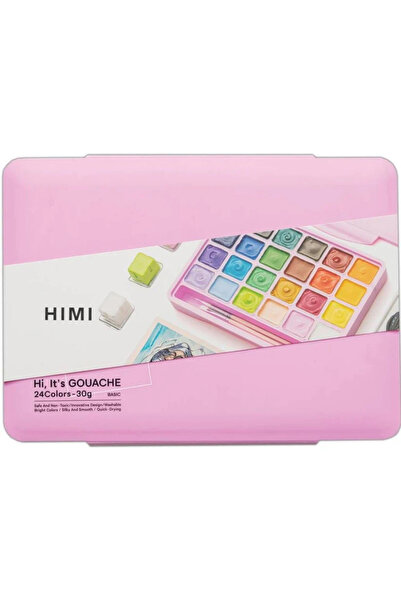 HIMI Tablet Guaj Boya Seti Twin Cup Gouache Set 24'lü (Pink Case Edition)
