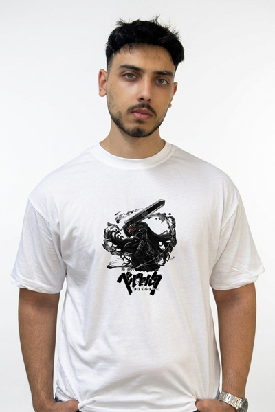 Anetos Berserk Guts_10 Design Printed Oversize White T-Shirt