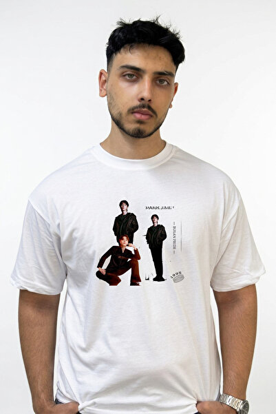 Anetos Tricou alb supradimensionat cu imprimeu Park Jimin_1 Design