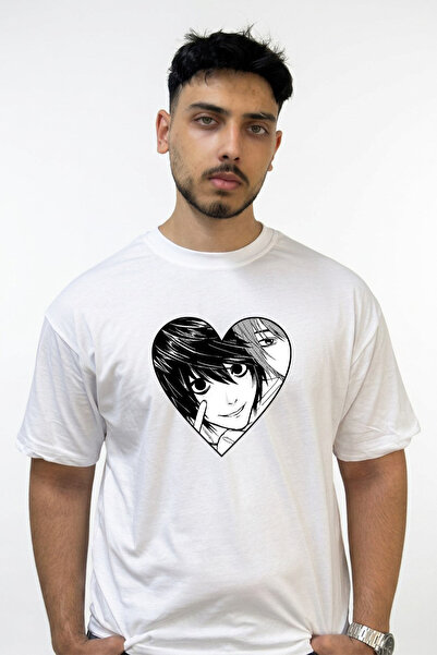 Anetos L Lawliet_3 Design Printed Oversize White T-Shirt