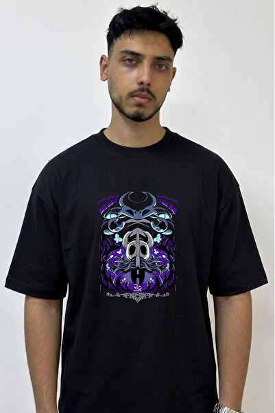 Anetos Hollow Knight_1 Design Printed Oversize Black T-Shirt