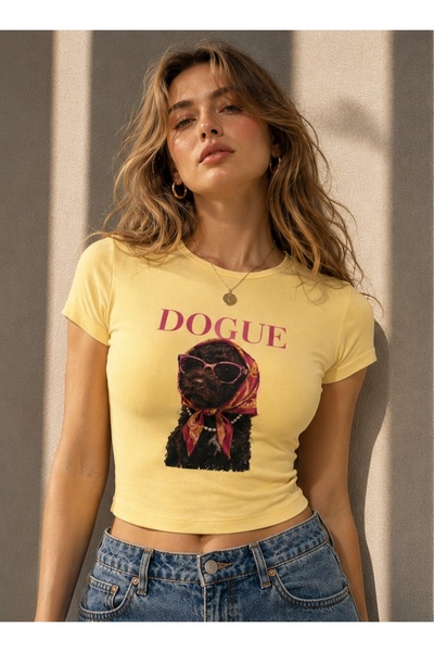 Kısa kollu Dogue Köpek Desenli T-Shirt