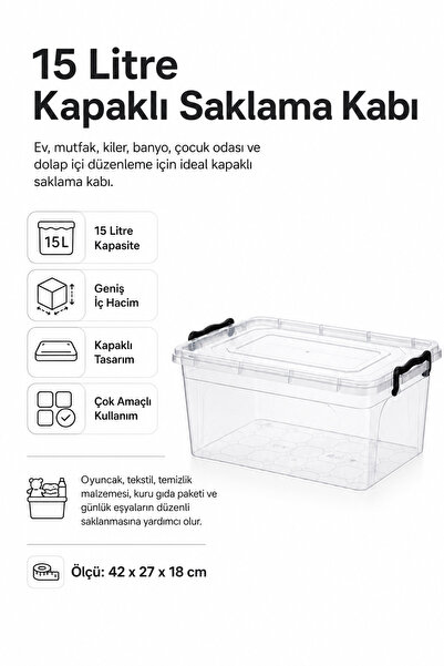 DolphFin 14 Liter Maxi Storage Container with Lid, Multi-Purpose Organizer Box