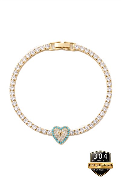 takantakana Vip, Non-Tarnishing, Stone-Embellished Handcuff Bracelet, Heart-T...