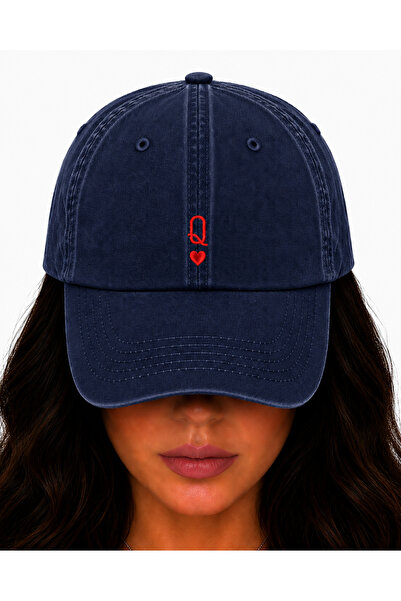 WeavedCo Queen of Hearts Embroidered Hat, Vintage Washed Baseball Cap (Queen ...