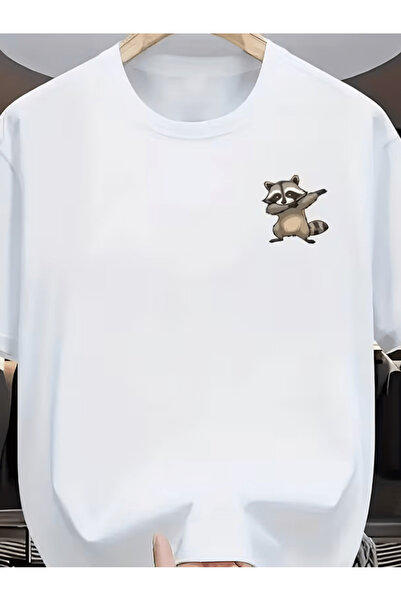NOURAM Dabbing Raccoon | Cute Fun Pocket-Style Printed T-Shirt, Trendy Cool S...
