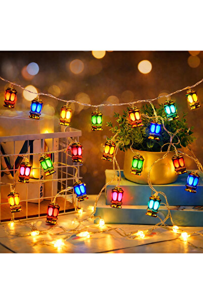 HI-FINE سلسلة أضواء LED على شكل فانوس ذهبي للرمضان بطول 112 بوصة، بفاصلات 5.5...