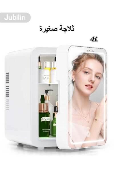 Jubilin Mini Skincare Fridge with Dimmable LED Light Mirror, Cooler and Warme...