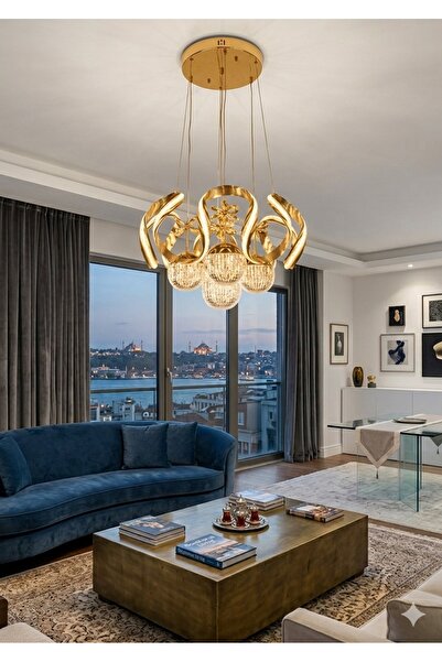 SEBA AYDINLATMA LED AVİZE GALAXY 4LÜ GOLD AVİZE DIAMOND SERİ