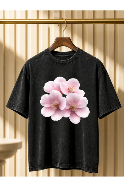 Pink Sky Μπλουζάκι Unisex Oversize με εφέ ξεβαμμένου υφάσματος, Vintage Stree...