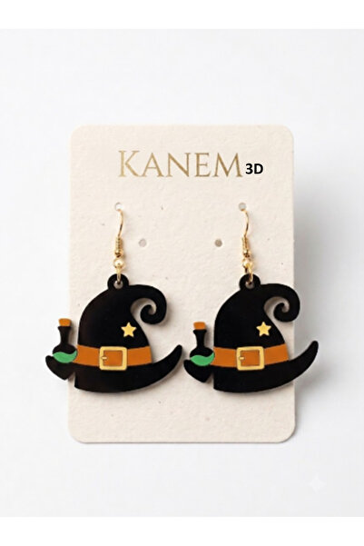 Kanem3D Witch Hat Halloween Halloween Earrings Lightweight