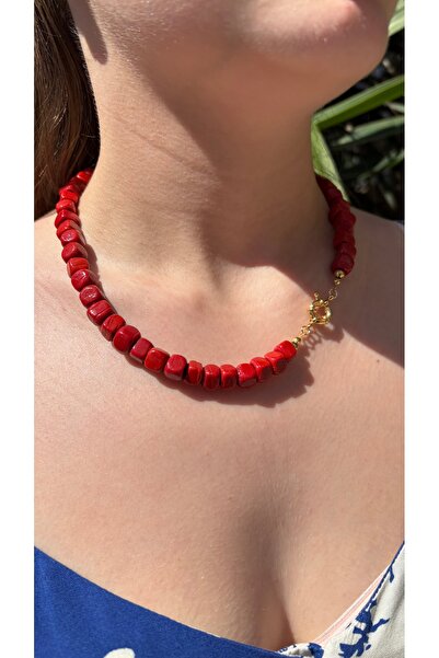 elamimdunyasi Red Glass Bodrum Murano Bead Necklace