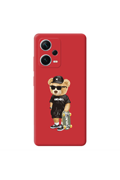 Other Xiaomi Poco X5 Bear with glasses Red Colored Silicone TPU Θήκη