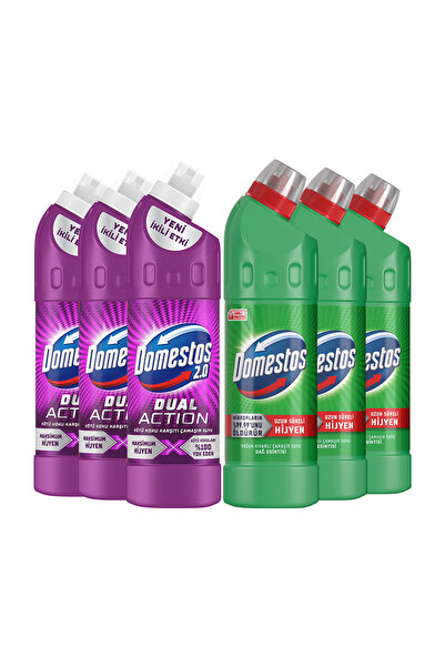Domestos Dual Action Kötü Koku Karşıtı 750 ml x3 Çamaşır Suyu Dağ Esintisi 750 ml x3