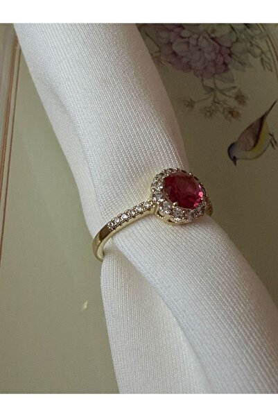 ZÜLİSCH Steel Ring Original Xuping Quality Zircon Stone Pink Single Stone Sta...