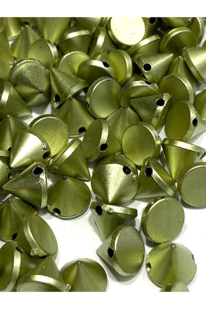 karantuhafiye Ornament conic cu vârf ascuțit / Bază de 10 mm, înălțime de 8 mm |   100 de bucăți / vopsit metalic / verde