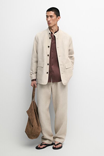 Massimo Dutti %100 Keten Total Look İnce Ceket