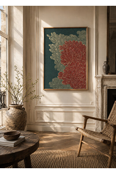 Boho wellness studio Ahşap Çerçeveli Modern Çiçek Poster Tablo | Minimal Bota...