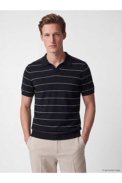 LC Waikiki تي شيرت تريكو للرجال من Peak New Season Polo Neck مخطط