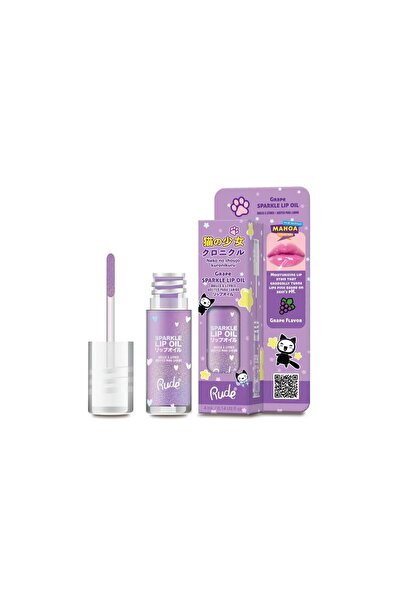 RUDE cosmetics Ulei de buze cu sclipici, cu aromă de struguri, reactiv la pH ...
