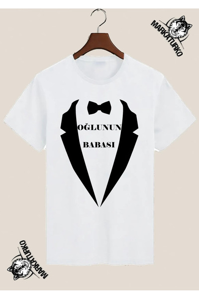MarkaTurko Dad of Son Special Design Printed White T-Shirt