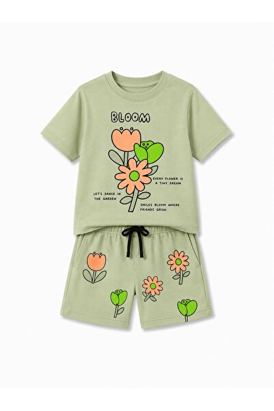 YİGİT BUTİK Set pantaloni scurți cu imprimeu floral pentru fete, set de vară ...