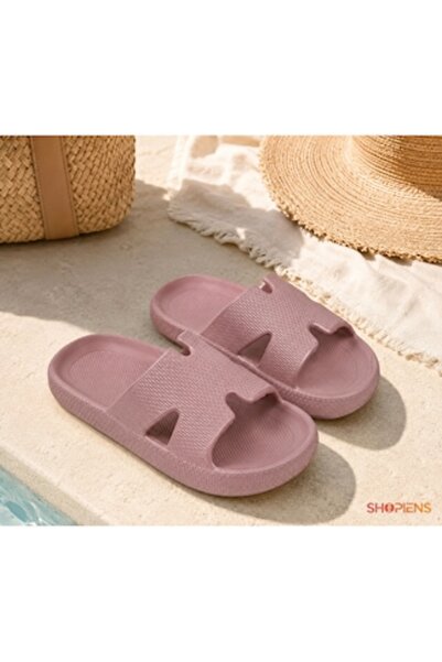 SHOPIENS ®   Șlapi de damă Roz pudră 38-39 Talpă groasă antiderapantă din EVA...