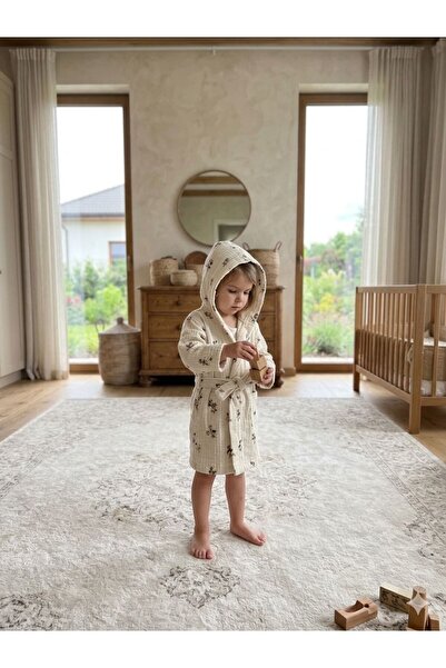 Montisu Muslin Bathrobe with Animal Pattern, 100% Cotton, Four Layers of Muslin, Organic