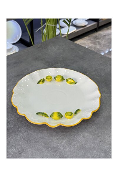 Doğudeko Italian Style Round Retro Lemon Serving Dish