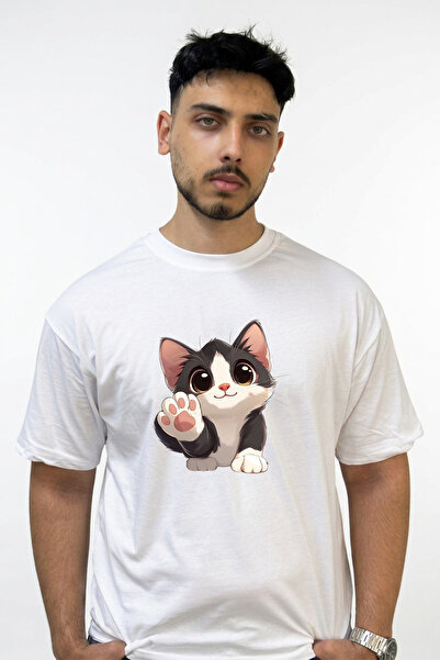 Anetos Anime Cat_3 dizajn, štampana velika bela majica
