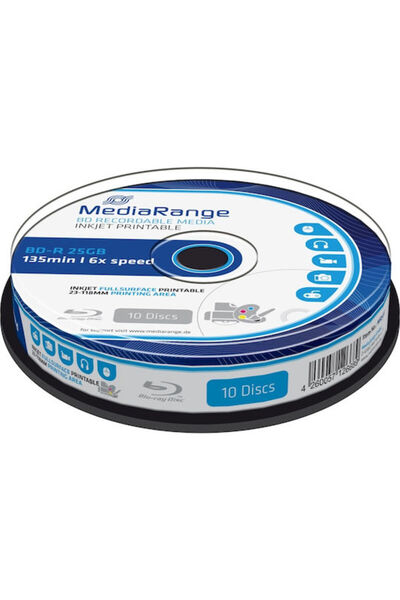 MediaRange Εγγράψιμο BD-R 6x 25GB Κουτί 10 τεμαχίων Κωδικός: MR500