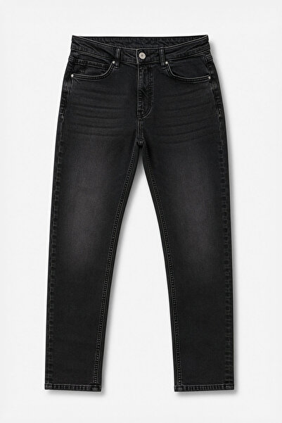 blue white Men's Slim Fit Straight Cut Narrow Leg Anthracite Jean Trousers