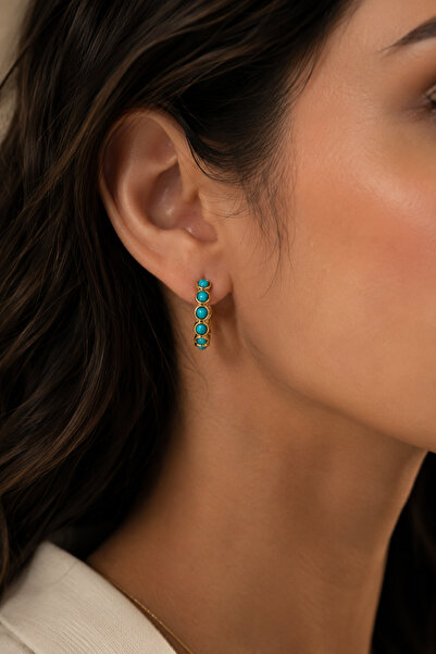 Sevil Gülgün Atelier Turquoise Stone Gold Hoop Earrings – Waterway / Vintage ...