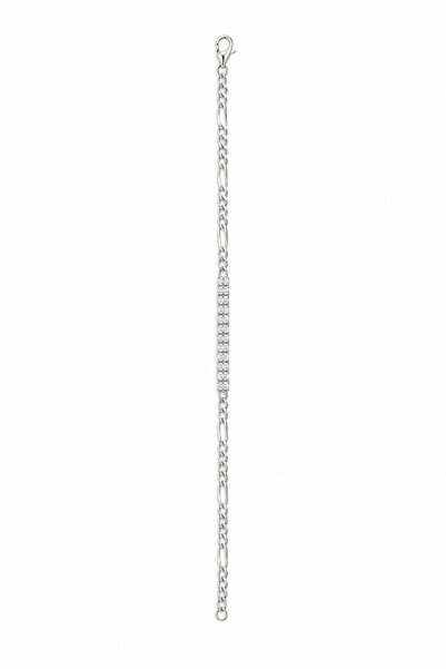 Balenbi Jewelry Women's Stone-Studded Bar Detailed Figaro Chain Anti-Tarnish ...