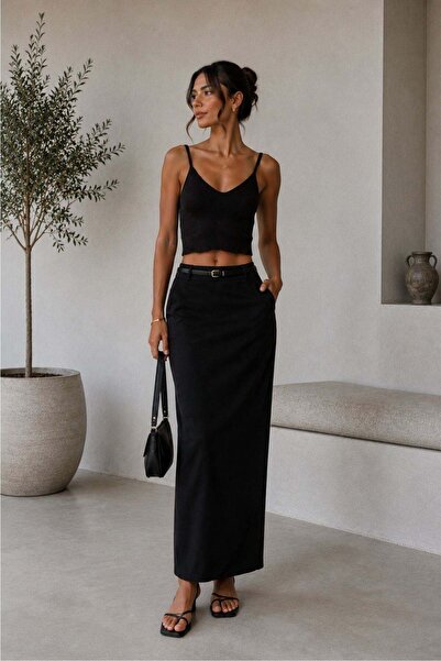 TIFFANY&TOMATO Askılı Crop Atlet - Siyah
