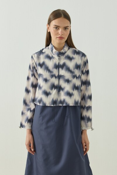 QANU Pattern Tesettür Mayo Tunik Mavi
