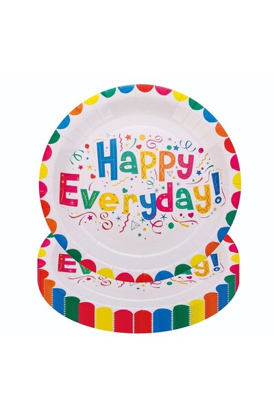 genaja Set 10 Farfurii din Hârtie pentru Petreceri, Model Happy Everyday, Dia...