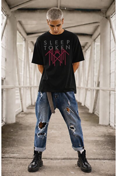 Fuddy Moda Μπλουζάκι Unisex Oversize με στάμπα λογότυπου ροκ συγκροτήματος κα...