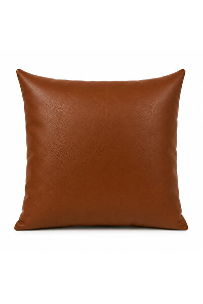 NURHAN HOME COLLECTION Siena Leather Throw Pillow Cover - Leather Fabric Sing...