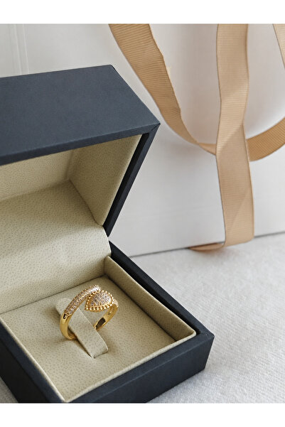 Rexon Elegant Tear-Drop Design Ring Stainless Steel Gold Color Tarnish-Resist...