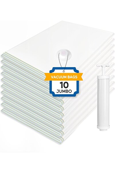 Arabest 10 Jumbo Vacuum Storage Bags,Space Saver,40"x28",with Hand Pump,Air T...
