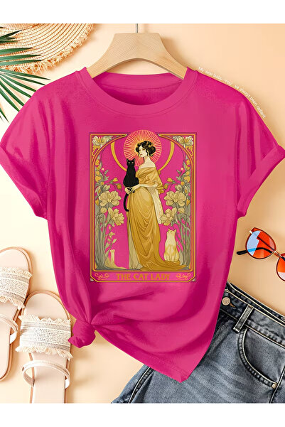 l'eivor The Cat Lady Printed Women's Cotton T-Shirt